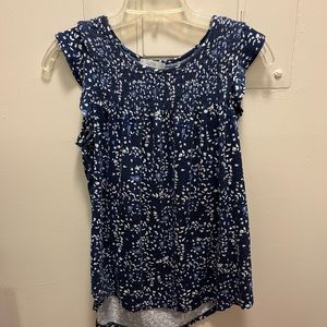 Blue floral ruffle sleeve